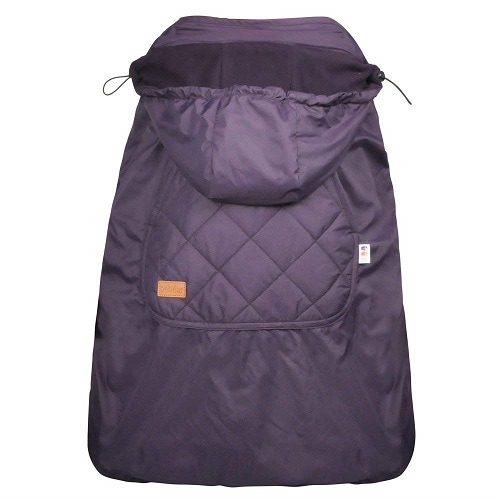 Purple baby carrier cover for winter. Warm and cozy, perfect for baby wearing when it's cold.