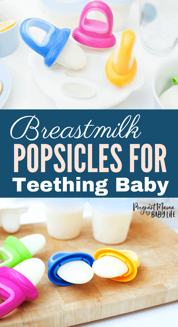 Breastmilk popsicles for teething baby. A great natural remedy for teething babies, or even as fun treats. A great way to use up extra breast milk.