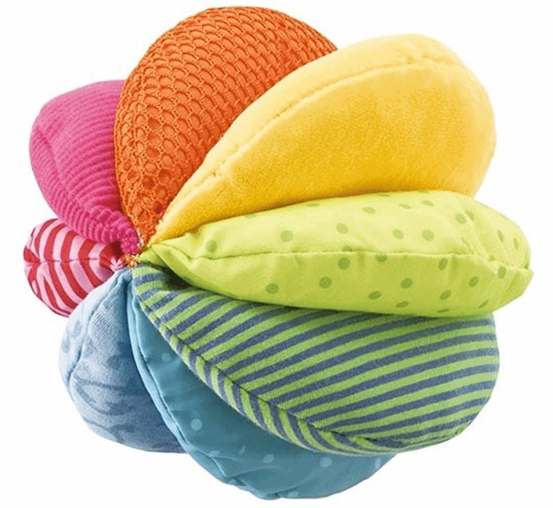 Soft non toxic baby toy. Colorful ecofriendly fabric ball.