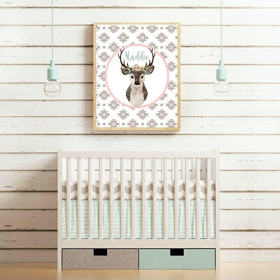 Feminine nursery name wall art. Perfect for girly nursery decor.